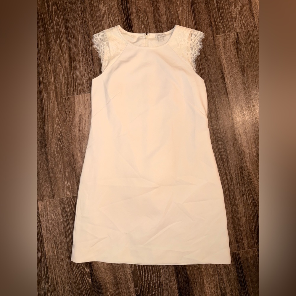 J. Crew White Lace-Trim Mini Dress